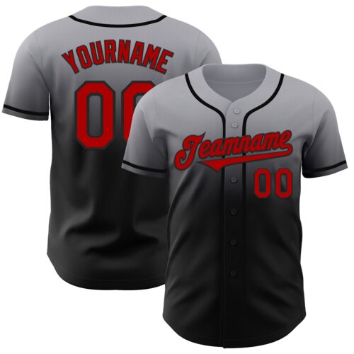 FadeFashion1035 Custom Gray Red-Black Authentic Fade Fashion Baseball Jersey