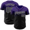 Custom Purple Black-White Authentic Fade Fashion Baseball Jersey