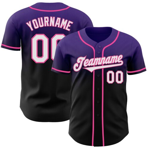 FadeFashion1038 Custom Purple Black-Pink Authentic Fade Fashion Baseball Jersey