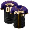 Custom Purple Black-Gold Authentic Fade Fashion Baseball Jersey