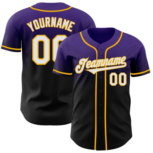 FadeFashion1039 Custom Purple Black-Gold Authentic Fade Fashion Baseball Jersey