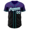 Custom Purple Black-Teal Authentic Fade Fashion Baseball Jersey