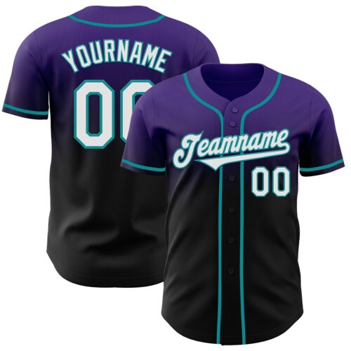 FadeFashion1043 Custom Purple Black-Teal Authentic Fade Fashion Baseball Jersey