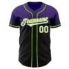 Custom Purple Black-Neon Green Authentic Fade Fashion Baseball Jersey