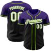 Custom Purple Black-Neon Green Authentic Fade Fashion Baseball Jersey