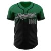 Custom Kelly Green Black-White Authentic Fade Fashion Baseball Jersey