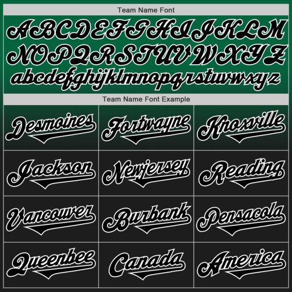 Custom Kelly Green Black-White Authentic Fade Fashion Baseball Jersey