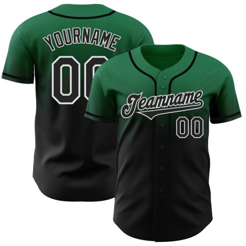 FadeFashion1045 Custom Kelly Green Black-White Authentic Fade Fashion Baseball Jersey