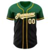 Custom Kelly Green Black-Gold Authentic Fade Fashion Baseball Jersey