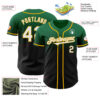 Custom Kelly Green Black-Gold Authentic Fade Fashion Baseball Jersey