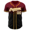 Custom Crimson Black-Gold Authentic Fade Fashion Baseball Jersey