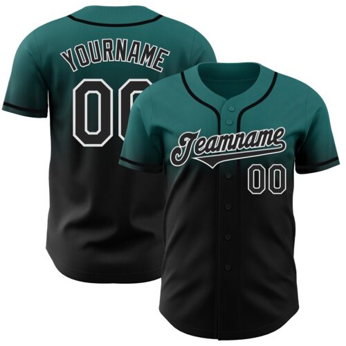 FadeFashion1063 Custom Teal Black-White Authentic Fade Fashion Baseball Jersey