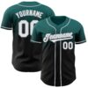 Custom Teal Black-Gray Authentic Fade Fashion Baseball Jersey