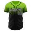 Custom Neon Green Black-White Authentic Fade Fashion Baseball Jersey