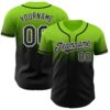 Custom Neon Green Black-White Authentic Fade Fashion Baseball Jersey