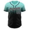 Custom Ice Blue Black-White Authentic Fade Fashion Baseball Jersey