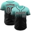Custom Ice Blue Black-White Authentic Fade Fashion Baseball Jersey