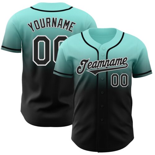 FadeFashion1074 Custom Ice Blue Black-White Authentic Fade Fashion Baseball Jersey