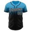 Custom Sky Blue Black-White Authentic Fade Fashion Baseball Jersey