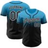 Custom Sky Blue Black-White Authentic Fade Fashion Baseball Jersey