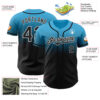Custom Sky Blue Black-White Authentic Fade Fashion Baseball Jersey