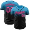 Custom Sky Blue Pink-Black Authentic Fade Fashion Baseball Jersey