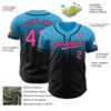 Custom Sky Blue Pink-Black Authentic Fade Fashion Baseball Jersey