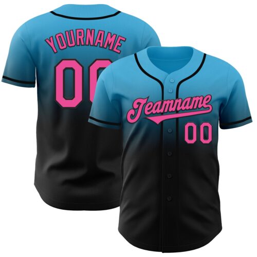 FadeFashion1076 Custom Sky Blue Pink-Black Authentic Fade Fashion Baseball Jersey