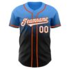 Custom Electric Blue Black-Orange Authentic Fade Fashion Baseball Jersey