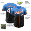 Custom Electric Blue Black-Orange Authentic Fade Fashion Baseball Jersey