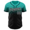 Custom Aqua Black-White Authentic Fade Fashion Baseball Jersey