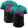 Custom Aqua Pink-Black Authentic Fade Fashion Baseball Jersey