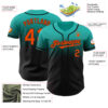 Custom Aqua Orange-Black Authentic Fade Fashion Baseball Jersey