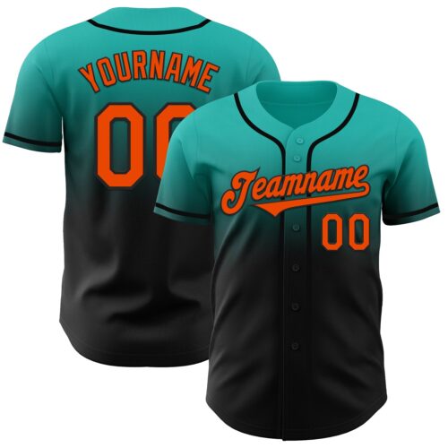 FadeFashion1086 Custom Aqua Orange-Black Authentic Fade Fashion Baseball Jersey