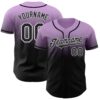Custom Light Purple Black-White Authentic Fade Fashion Baseball Jersey