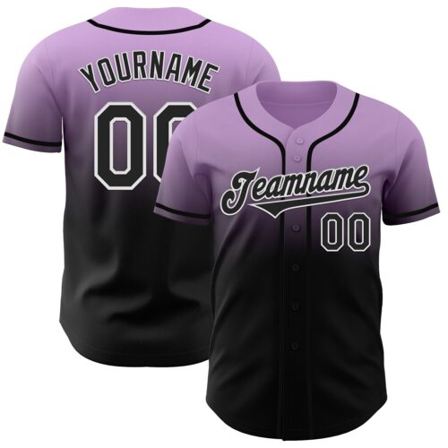 FadeFashion1087 Custom Light Purple Black-White Authentic Fade Fashion Baseball Jersey
