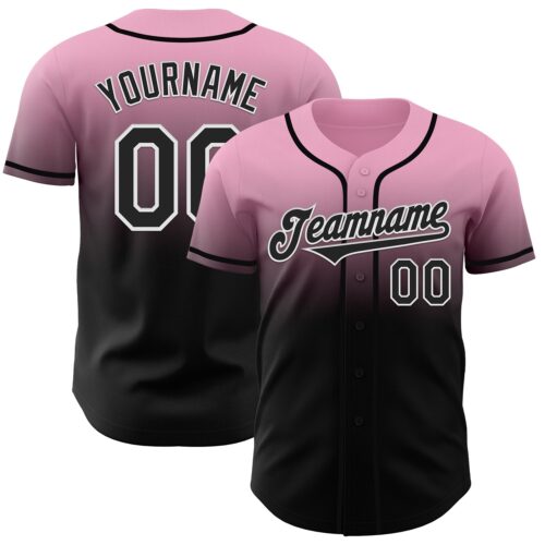 FadeFashion1089 Custom Light Pink Black-White Authentic Fade Fashion Baseball Jersey