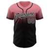 Custom Medium Pink Black-White Authentic Fade Fashion Baseball Jersey