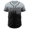 Custom Silver Black-White Authentic Fade Fashion Baseball Jersey