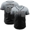Custom Silver Black-White Authentic Fade Fashion Baseball Jersey