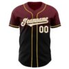 Custom Burgundy Black-Old Gold Authentic Fade Fashion Baseball Jersey