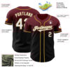 Custom Burgundy Black-Old Gold Authentic Fade Fashion Baseball Jersey