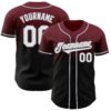 Custom Burgundy Black-Gray Authentic Fade Fashion Baseball Jersey