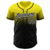 Custom Light Yellow Black-White Authentic Fade Fashion Baseball Jersey