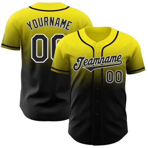 FadeFashion1096 Custom Light Yellow Black-White Authentic Fade Fashion Baseball Jersey