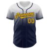Custom White Gold-Navy Authentic Fade Fashion Baseball Jersey