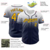 Custom White Gold-Navy Authentic Fade Fashion Baseball Jersey