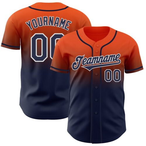 FadeFashion1108 Custom Orange Navy-White Authentic Fade Fashion Baseball Jersey