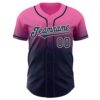 Custom Pink Navy-White Authentic Fade Fashion Baseball Jersey