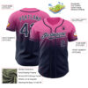 Custom Pink Navy-White Authentic Fade Fashion Baseball Jersey